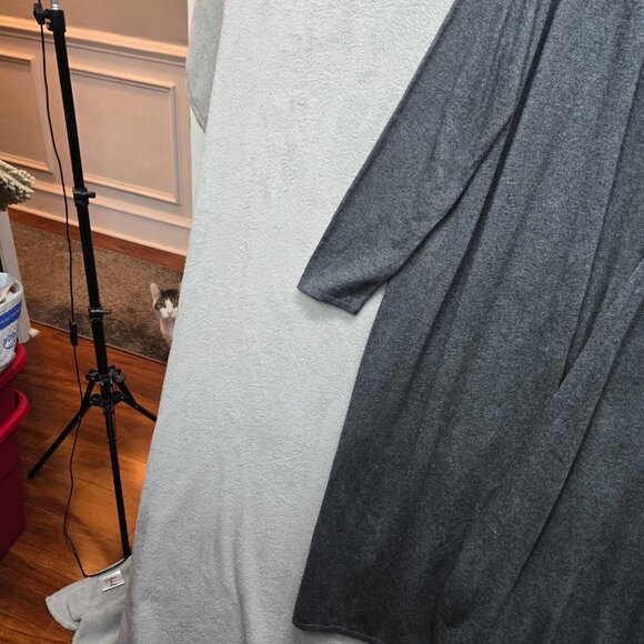 Jessica London NWT 18/20/2X  Cashmere Cotton Blend Sweater Cardigan Duster Gray - Picture 4 of 8